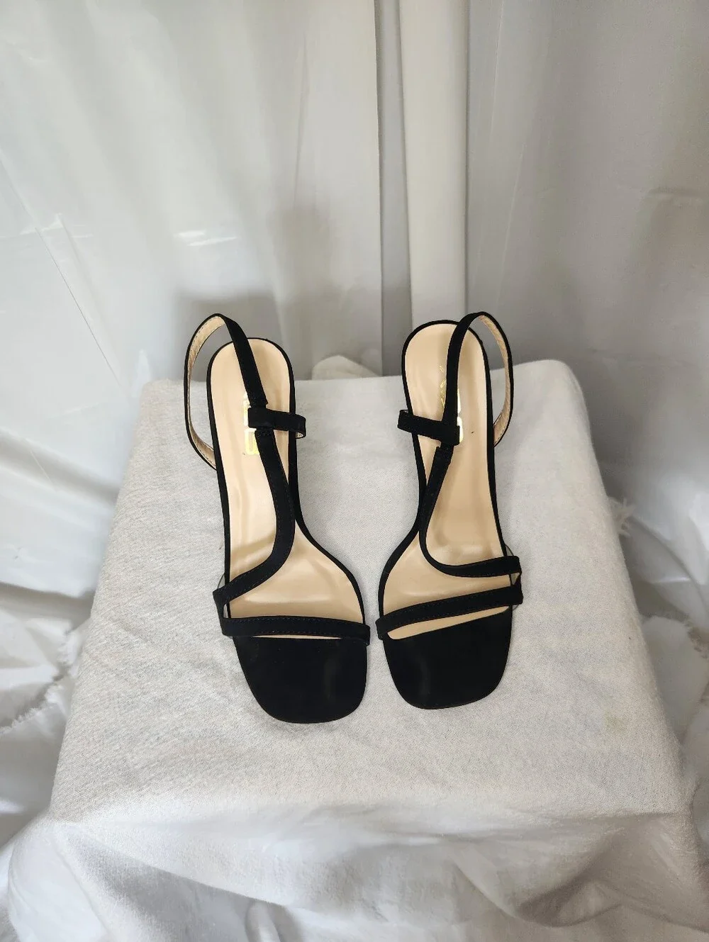 Black Minimalist Strappy Slingback Heels